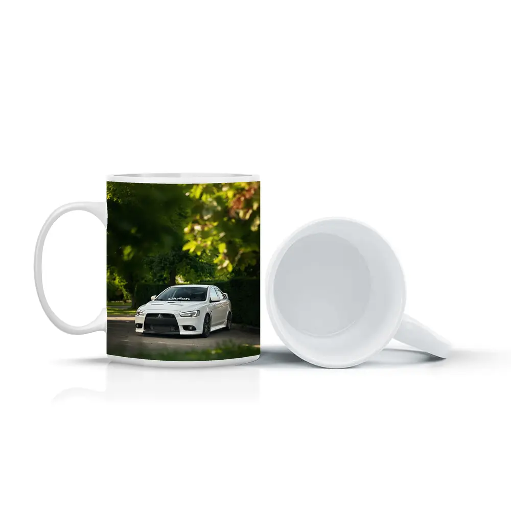Mitsubishi Lancer Evolution White Tree Background – Mugs