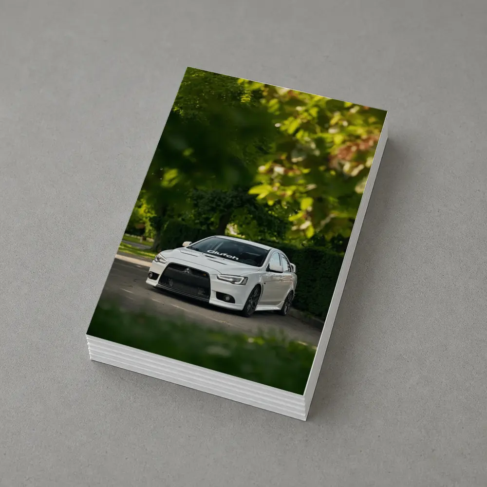 Mitsubishi Lancer Evolution White Tree Background – Postcards
