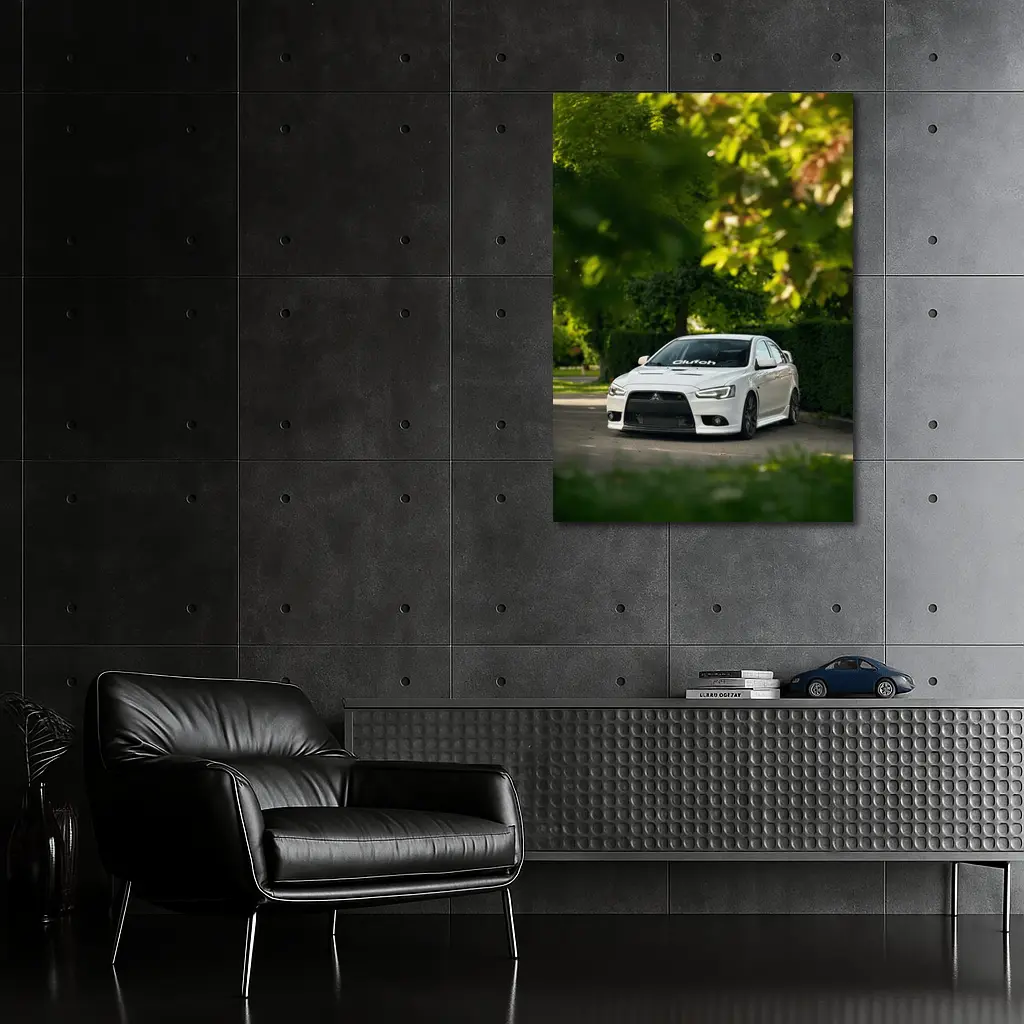 Mitsubishi Lancer Evolution White Tree Background – Wall Art
