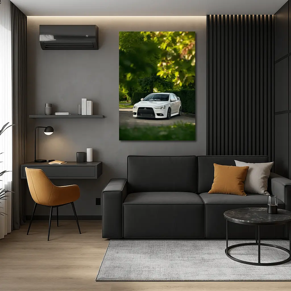 Mitsubishi Lancer Evolution White Tree Background – Wall Art