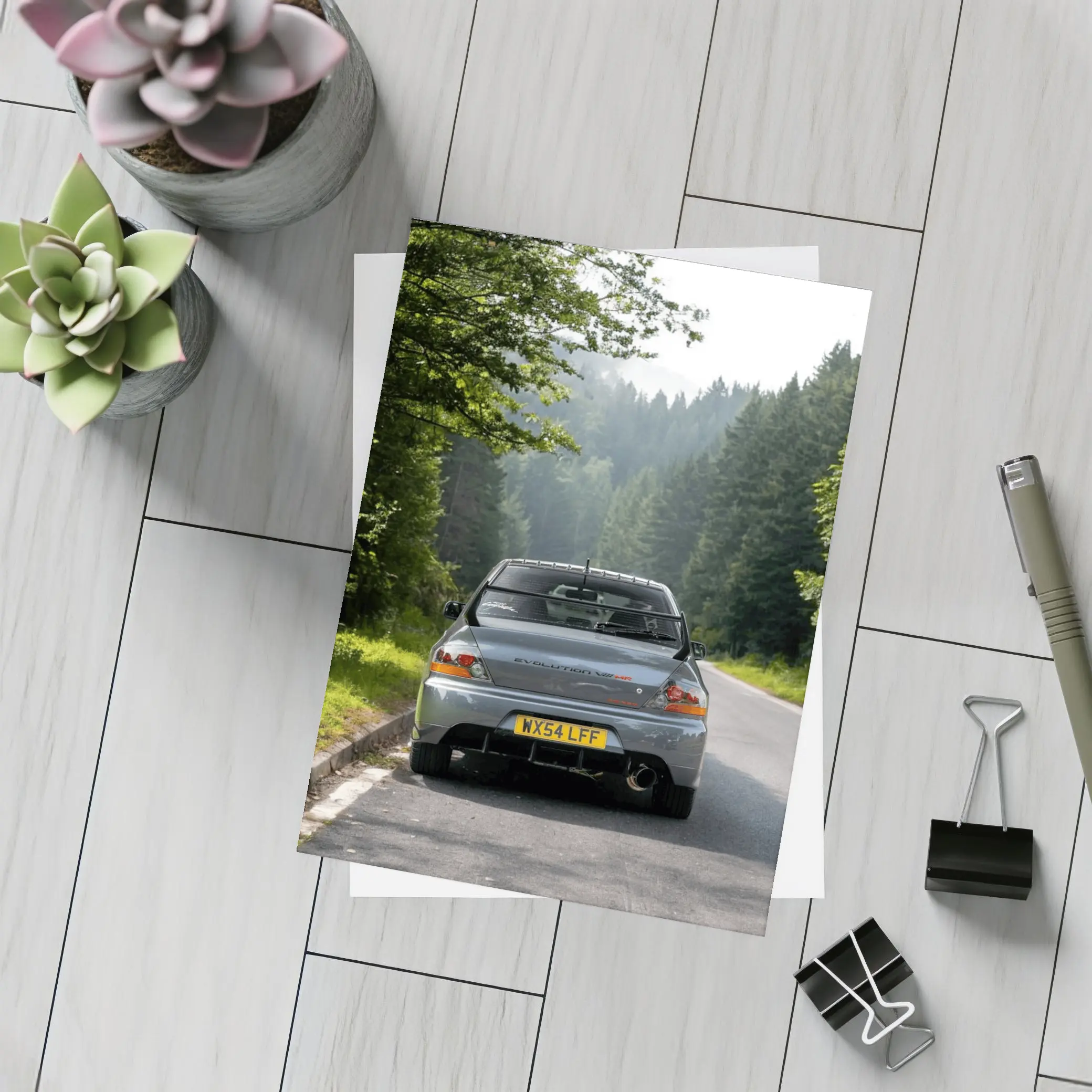 Mitsubishi Lancer Evolution Forest Road Rear – Postcards