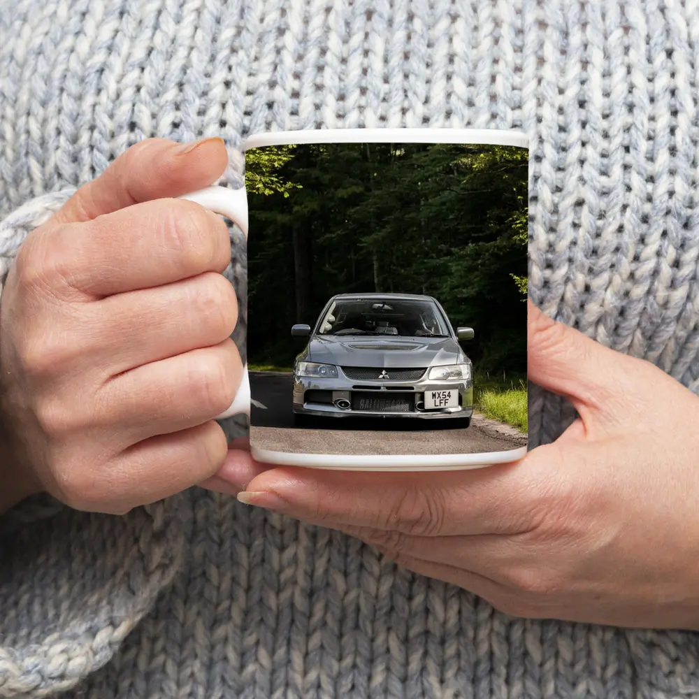 Mitsubishi Lancer Evolution Forest Road Front – Mugs