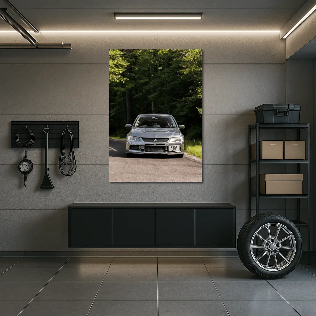 Mitsubishi Lancer Evolution Forest Road Front – Wall Art