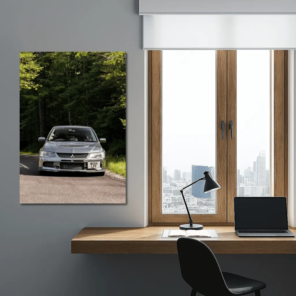 Mitsubishi Lancer Evolution Forest Road Front – Wall Art