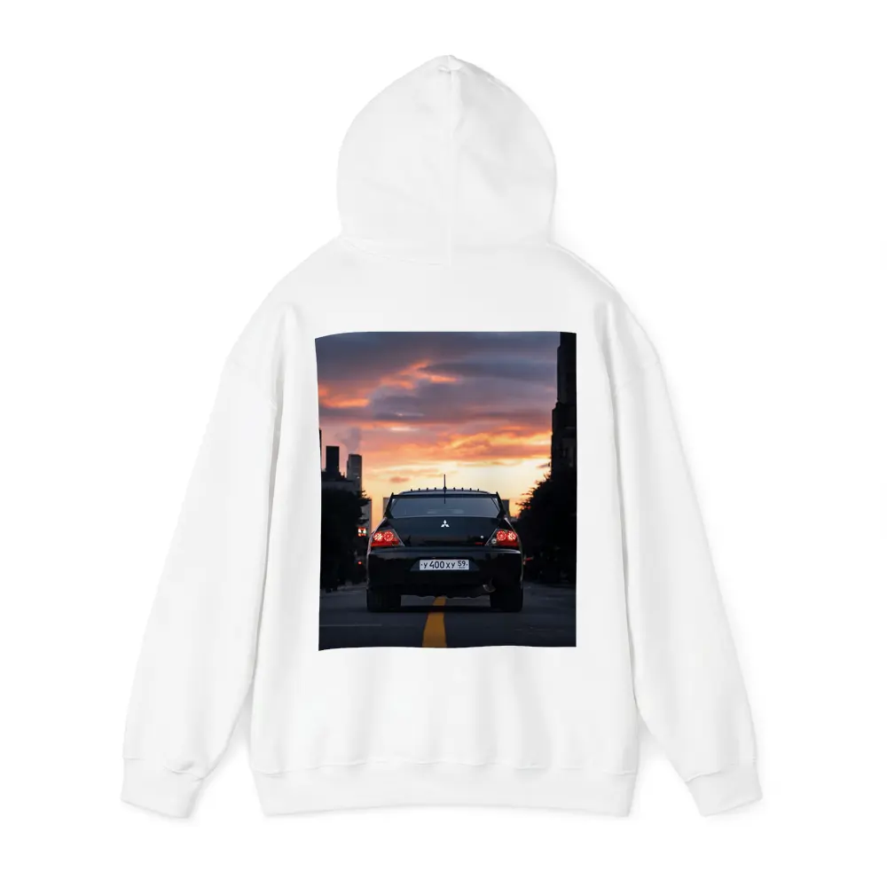 Mitsubishi Lancer Rear City Sunset Street – Hoodies