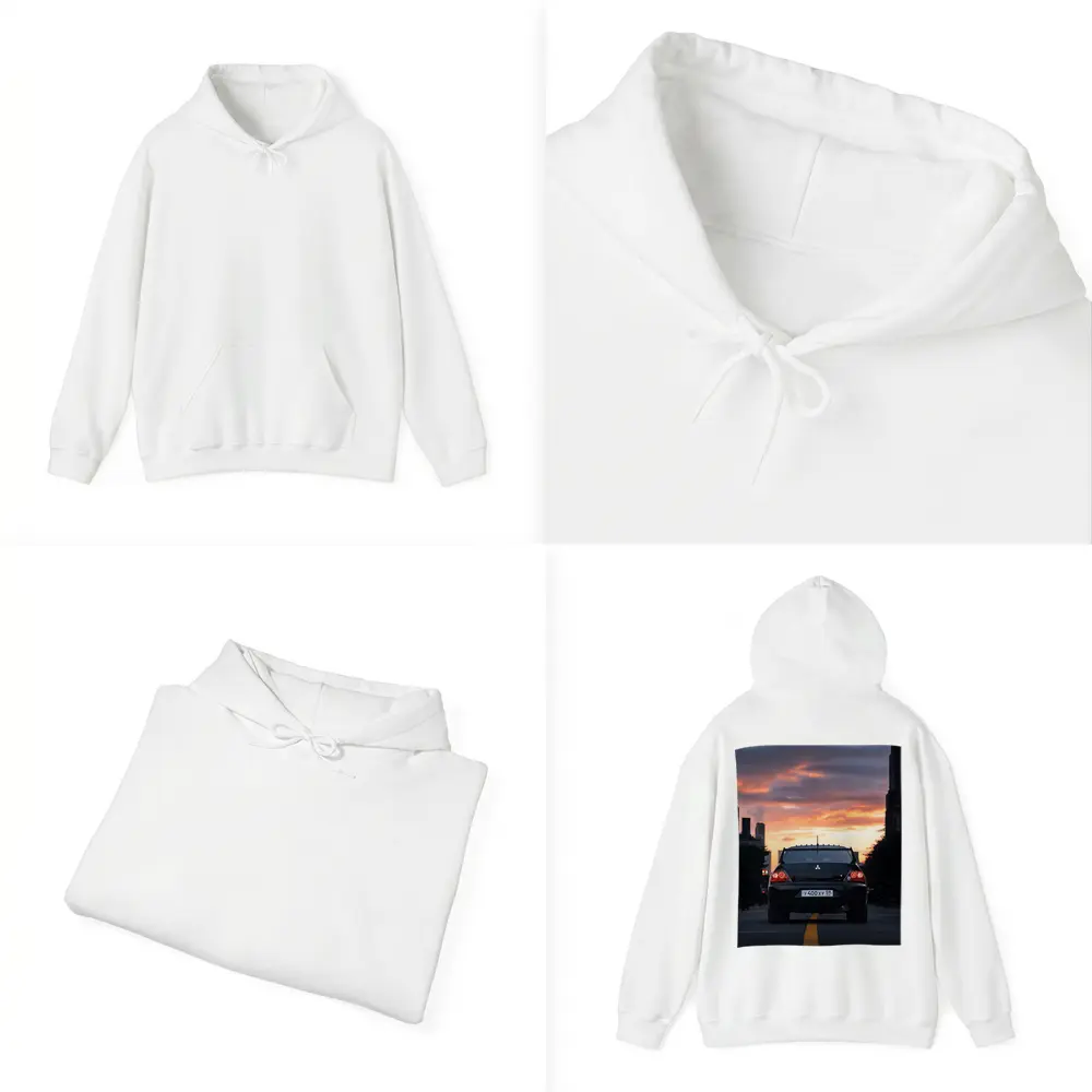 Mitsubishi Lancer Rear City Sunset Street – Hoodies