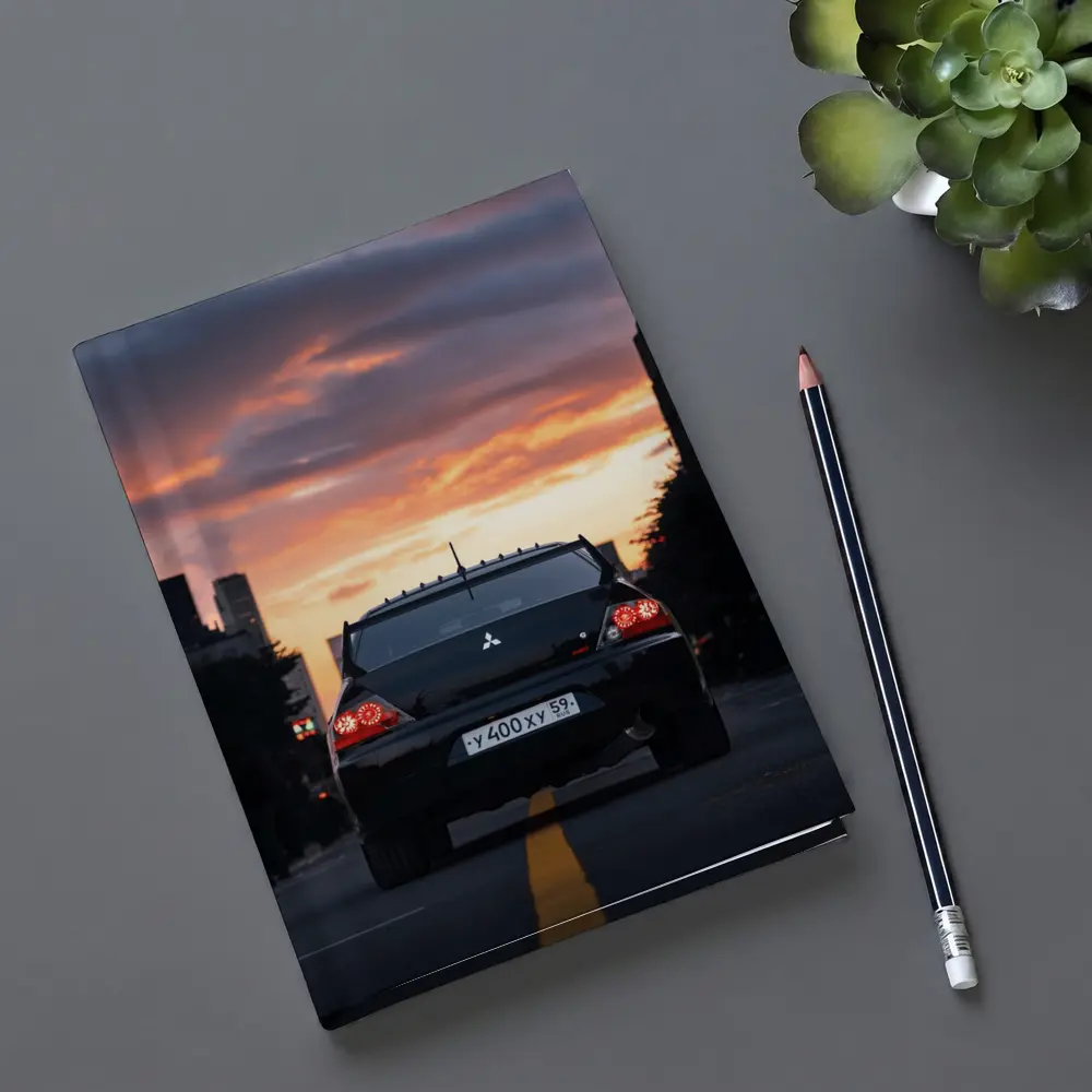Mitsubishi Lancer Rear City Sunset Street – Notebooks