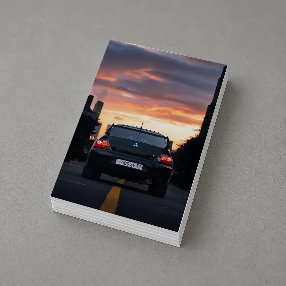 Mitsubishi Lancer Rear City Sunset Street – Postcards