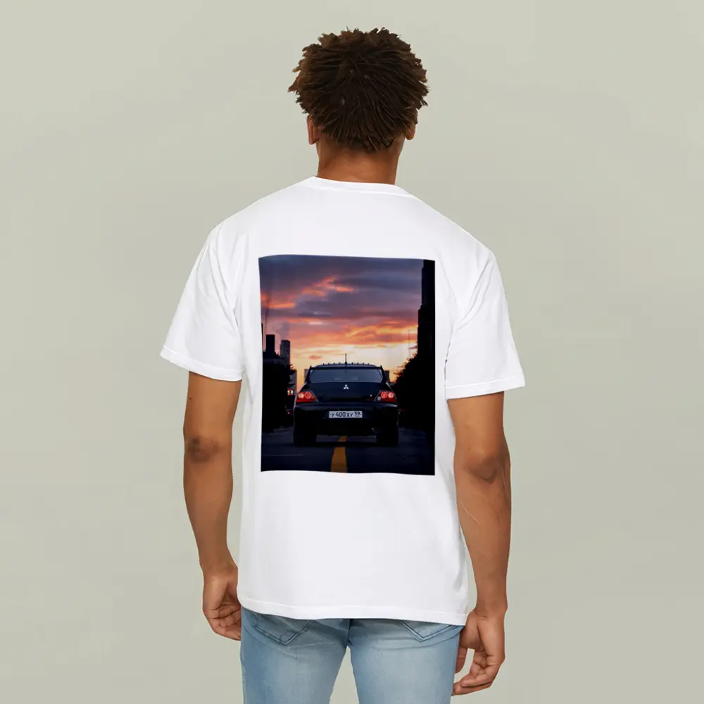Mitsubishi Lancer Rear City Sunset Street – T-Shirts