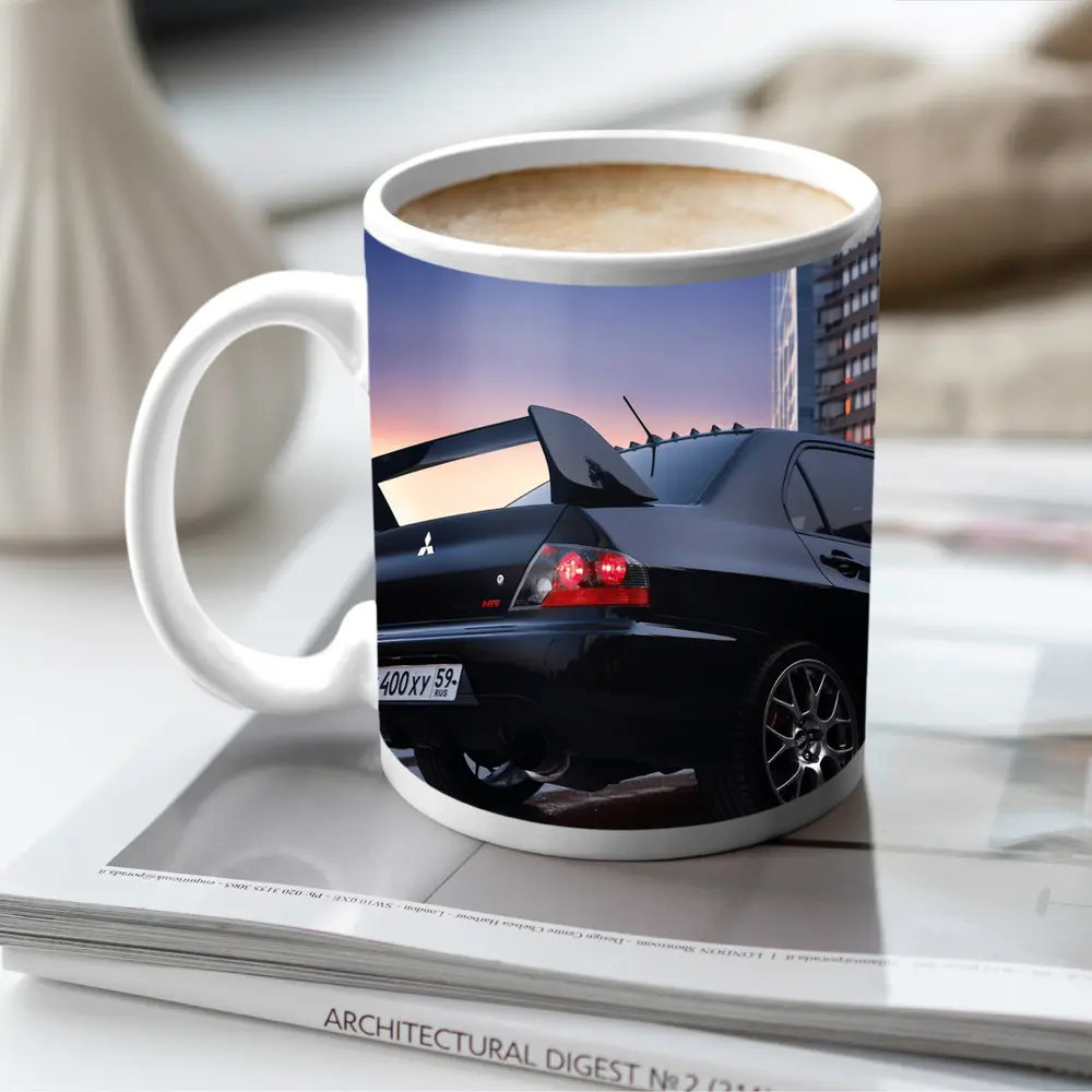 Mitsubishi Lancer Evolution Black City Sunset – Mugs