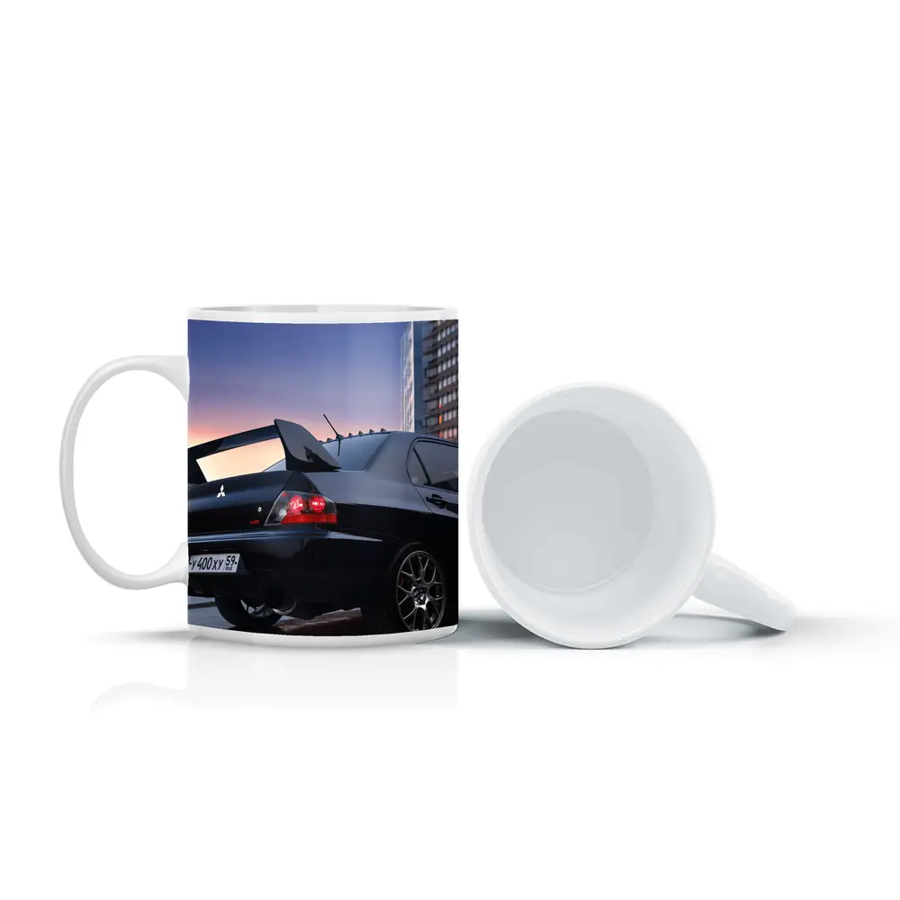 Mitsubishi Lancer Evolution Black City Sunset – Mugs