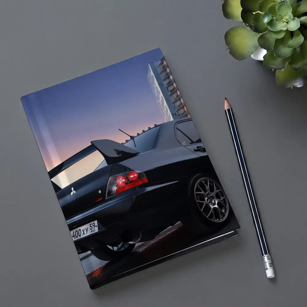 Mitsubishi Lancer Evolution Black City Sunset – Notebooks