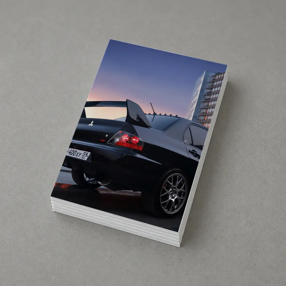 Mitsubishi Lancer Evolution Black City Sunset – Postcards
