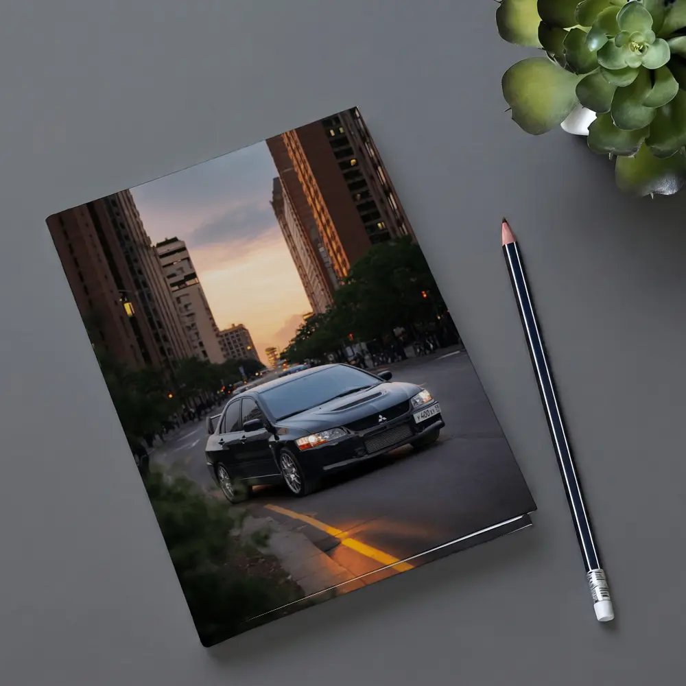Mitsubishi Lancer Evolution Black City Sunset – Notebooks