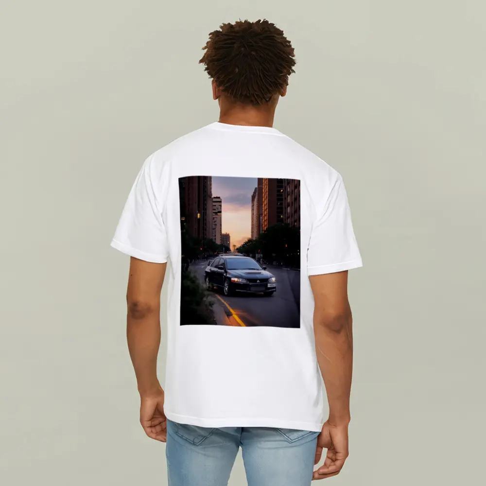 Mitsubishi Lancer Evolution Black City Sunset – T-Shirts