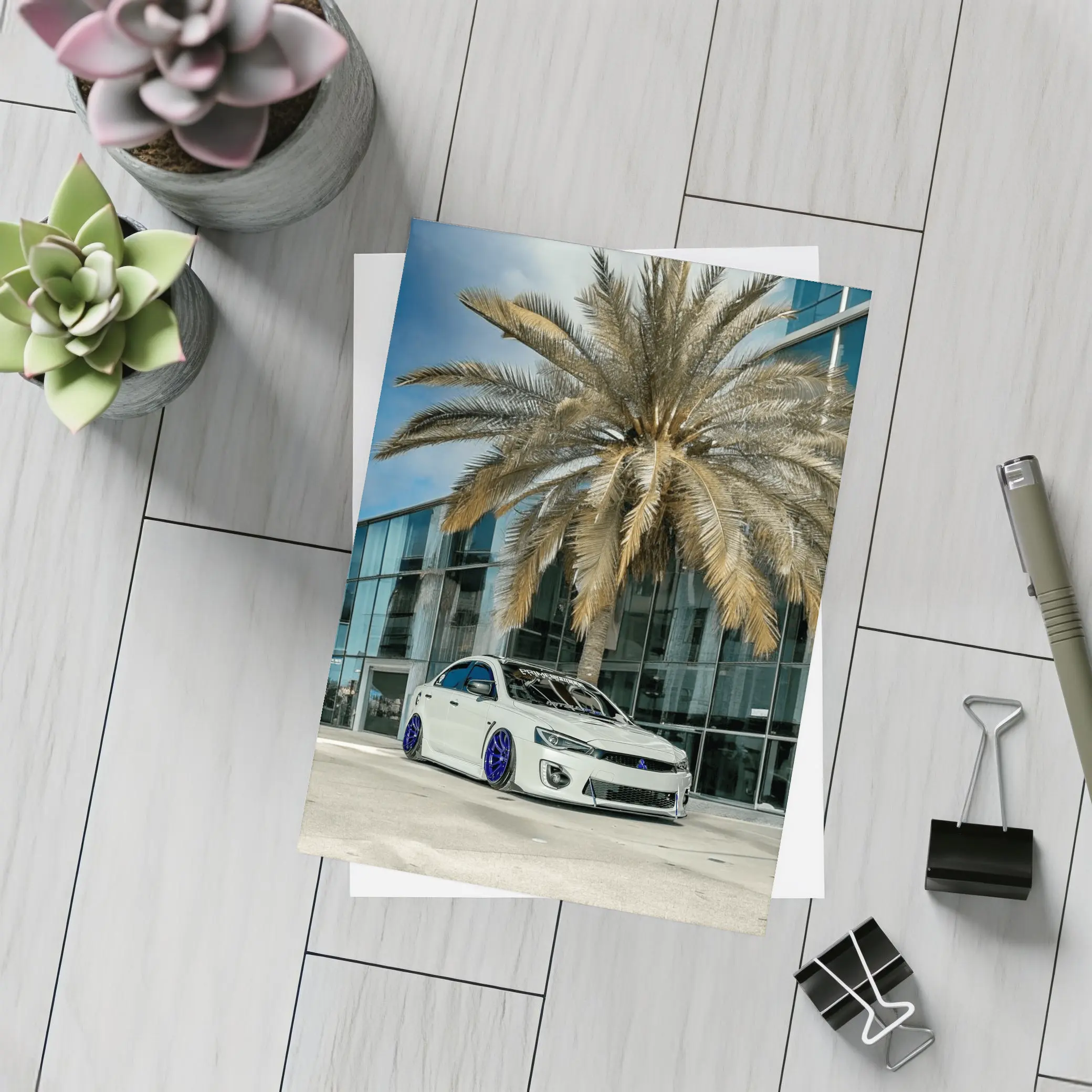 Mitsubishi Lancer Stance Build Palm Tree City – Postcards
