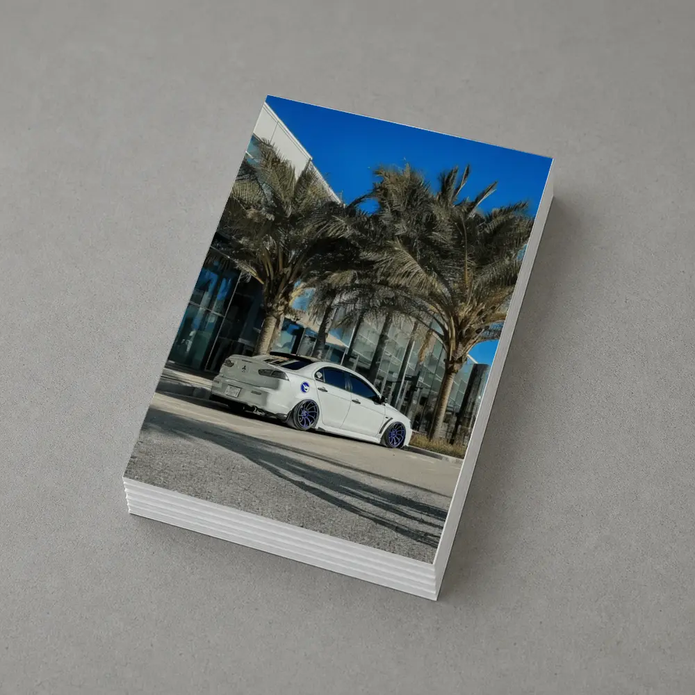Mitsubishi Lancer Stance White Palm Tree City – Postcards