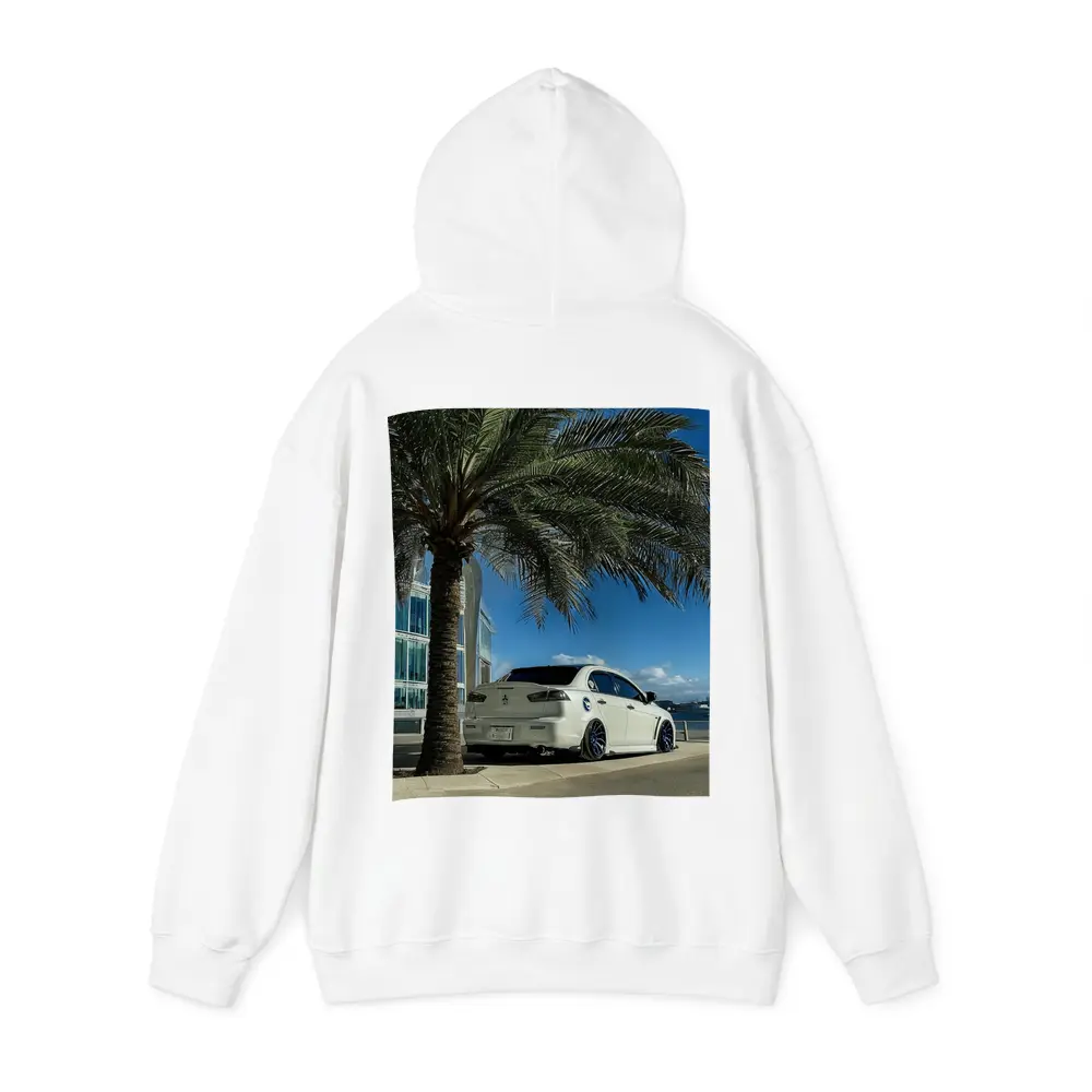 Mitsubishi Lancer White Stance City Palm Tree – Hoodies