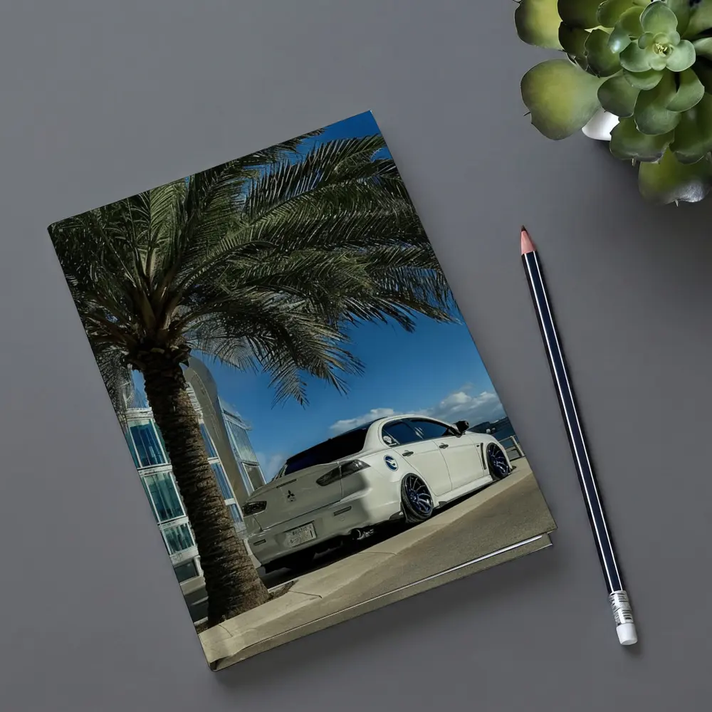 Mitsubishi Lancer White Stance City Palm Tree – Notebooks