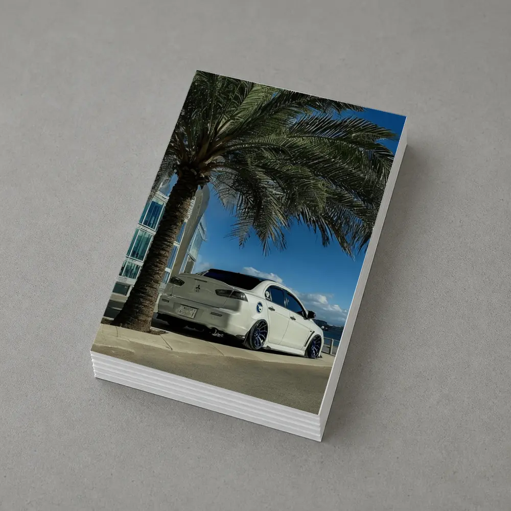 Mitsubishi Lancer White Stance City Palm Tree – Postcards