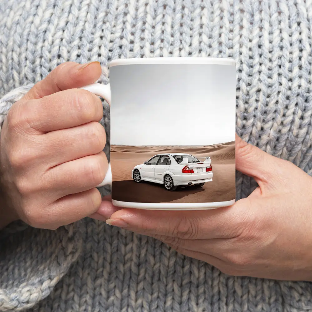 Mitsubishi Lancer Evolution White Desert Dunes – Mugs