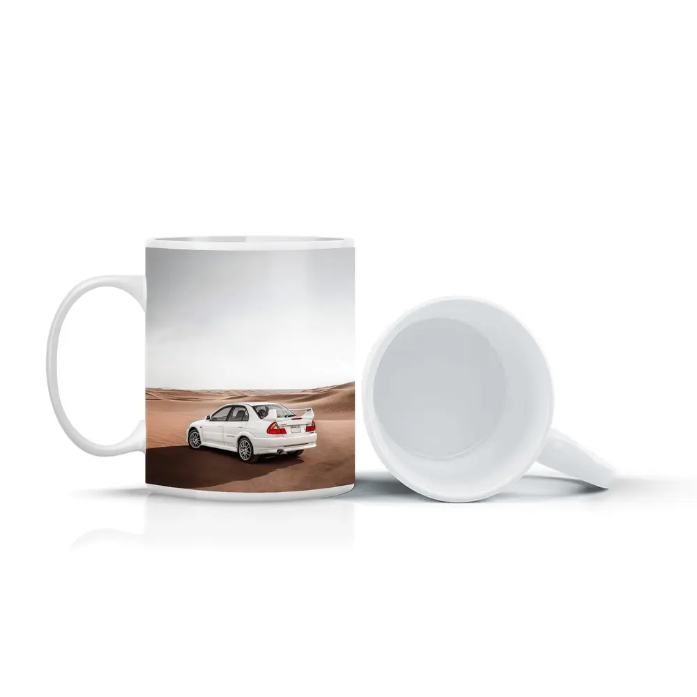 Mitsubishi Lancer Evolution White Desert Dunes – Mugs