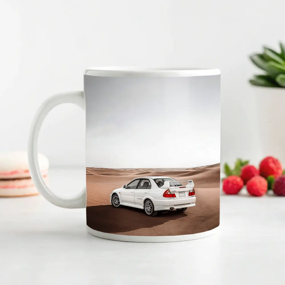 Mitsubishi Lancer Evolution White Desert Dunes – Mugs
