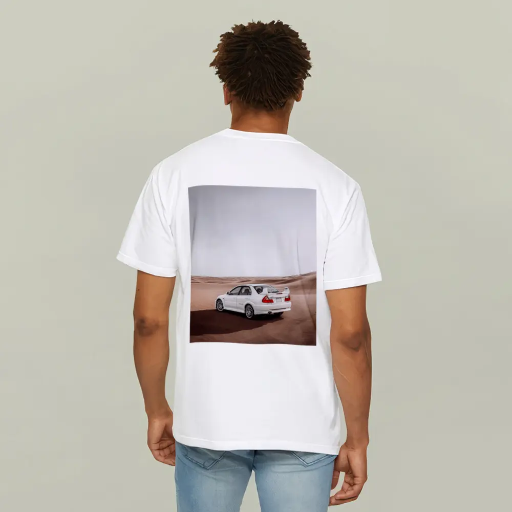 Mitsubishi Lancer Evolution White Desert Dunes – T-Shirts