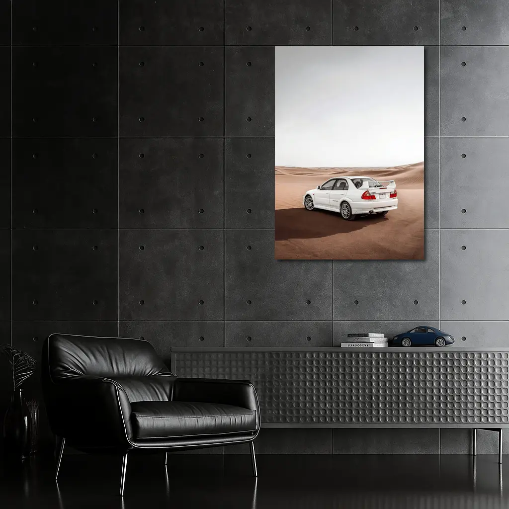 Mitsubishi Lancer Evolution White Desert Dunes – Wall Art