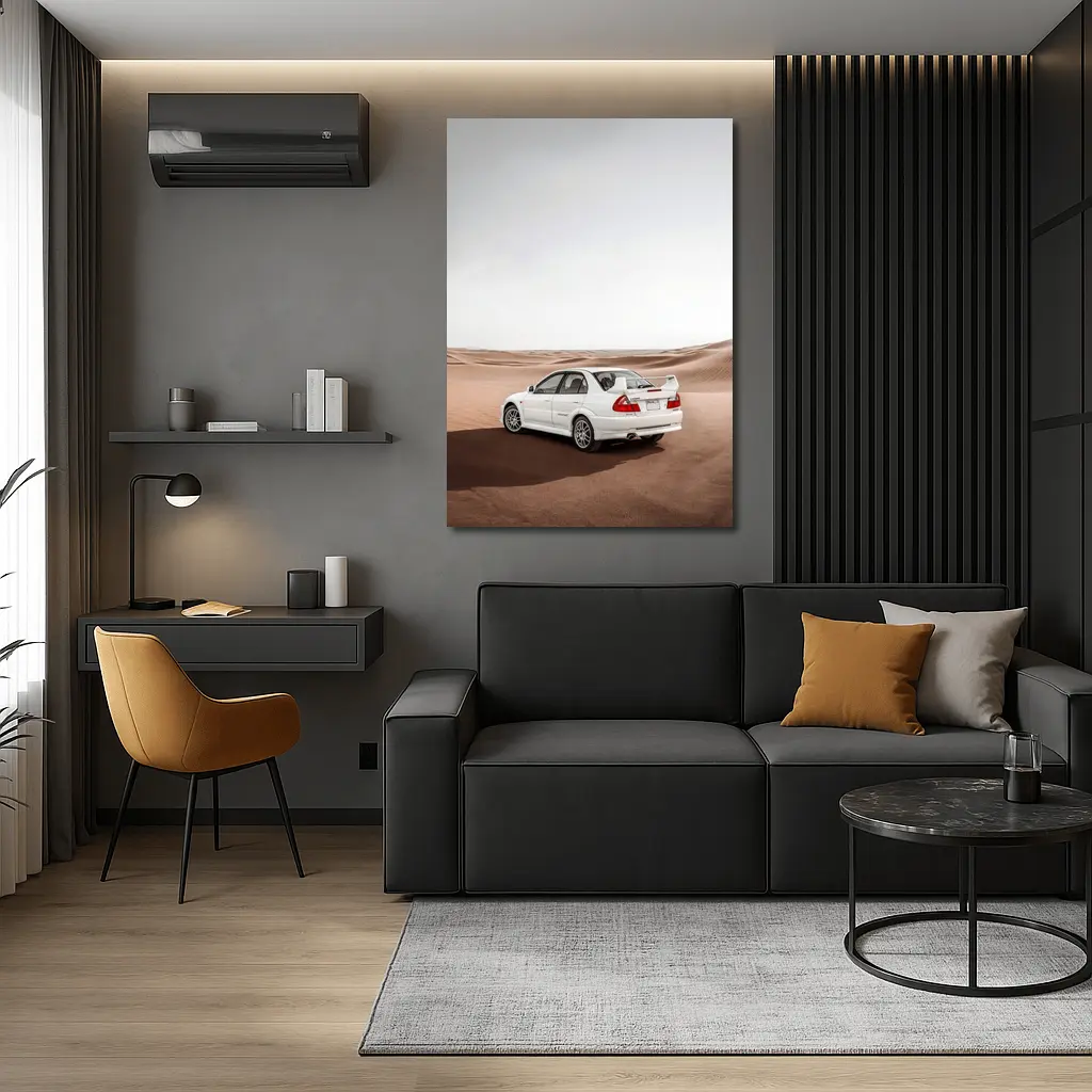 Mitsubishi Lancer Evolution White Desert Dunes – Wall Art