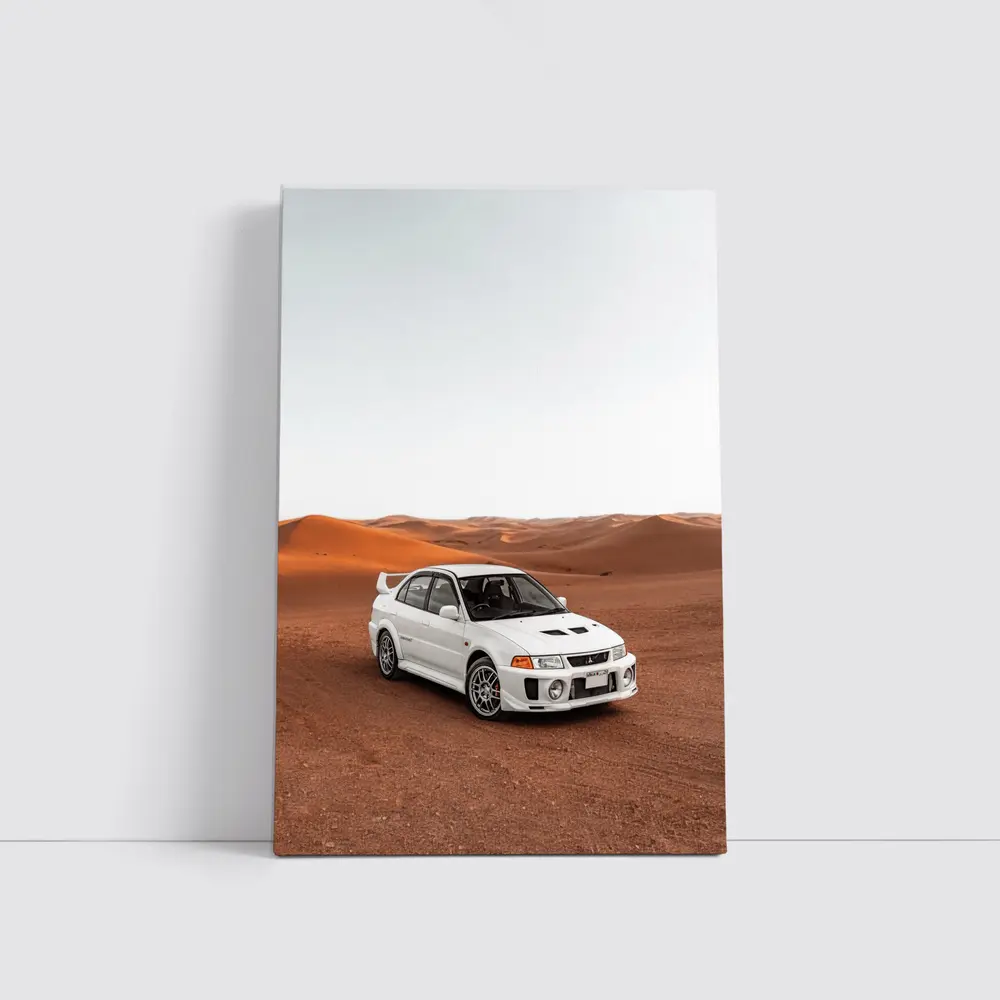 Mitsubishi Lancer Evolution White Desert Dunes – Wall Art