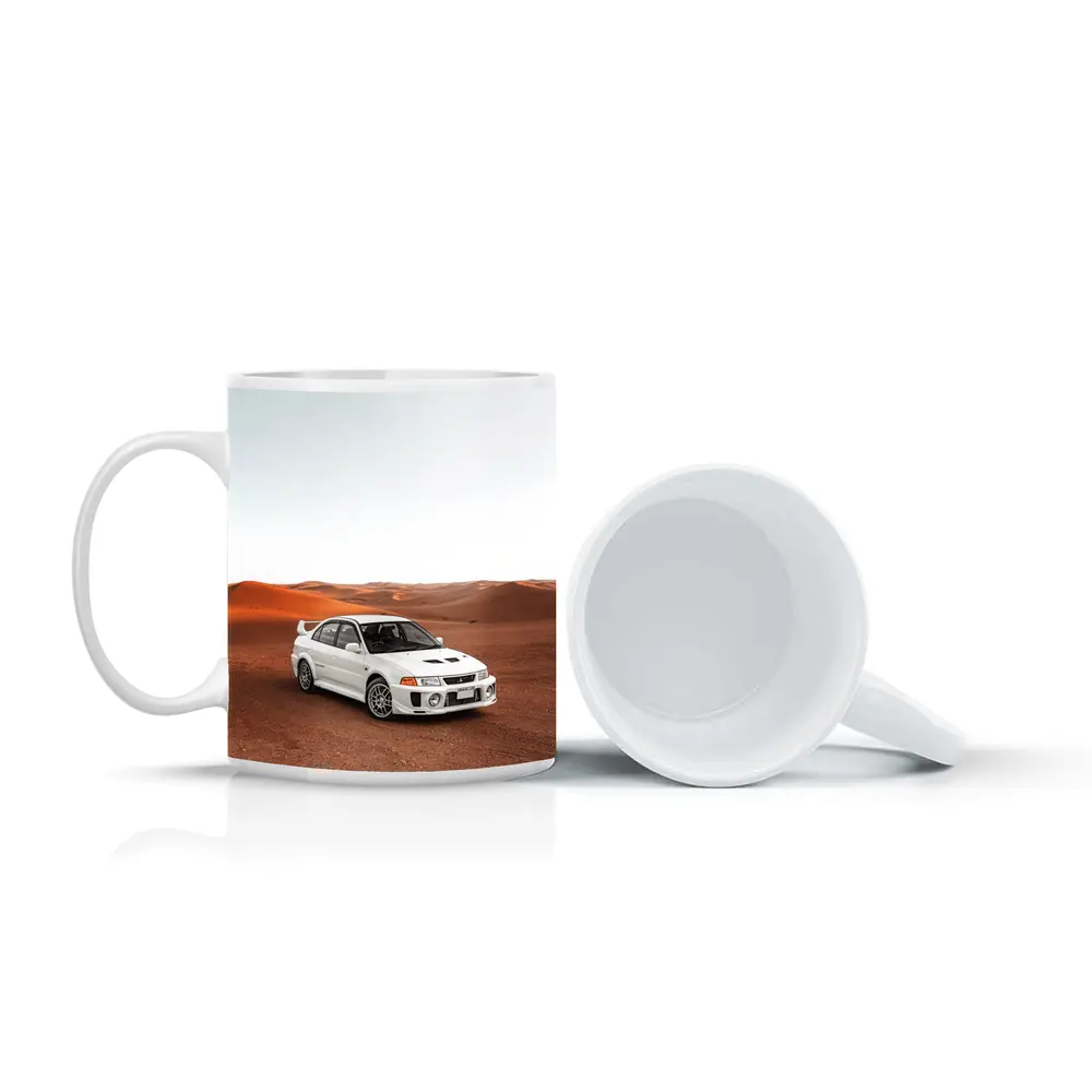 Mitsubishi Lancer Evolution White Desert Dunes – Mugs