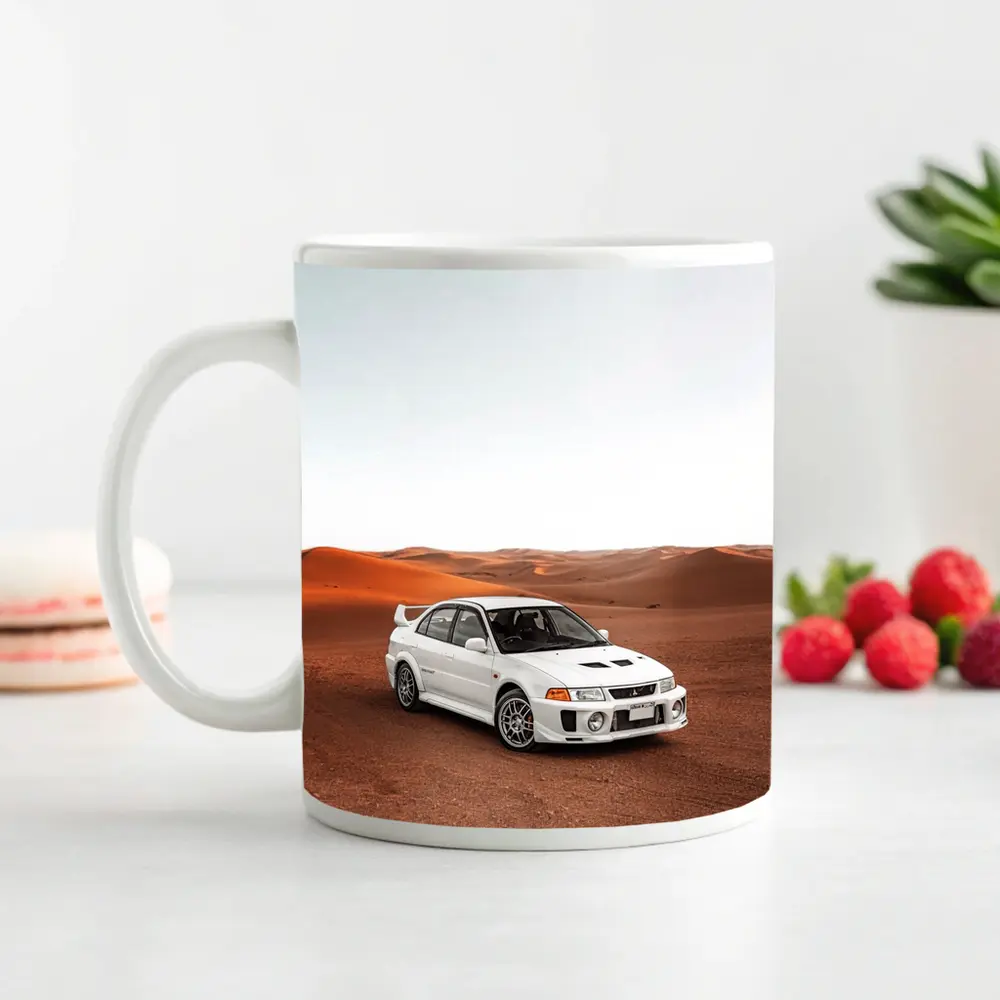 Mitsubishi Lancer Evolution White Desert Dunes – Mugs