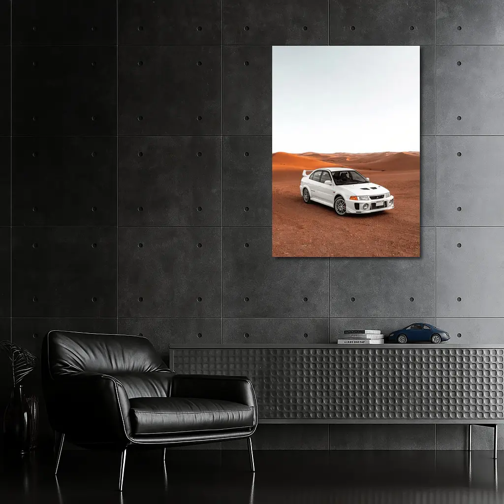 Mitsubishi Lancer Evolution White Desert Dunes – Wall Art