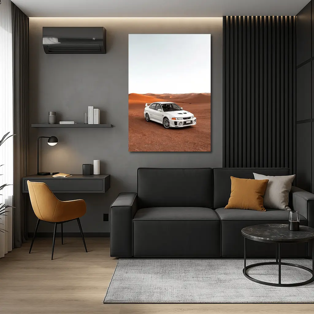 Mitsubishi Lancer Evolution White Desert Dunes – Wall Art