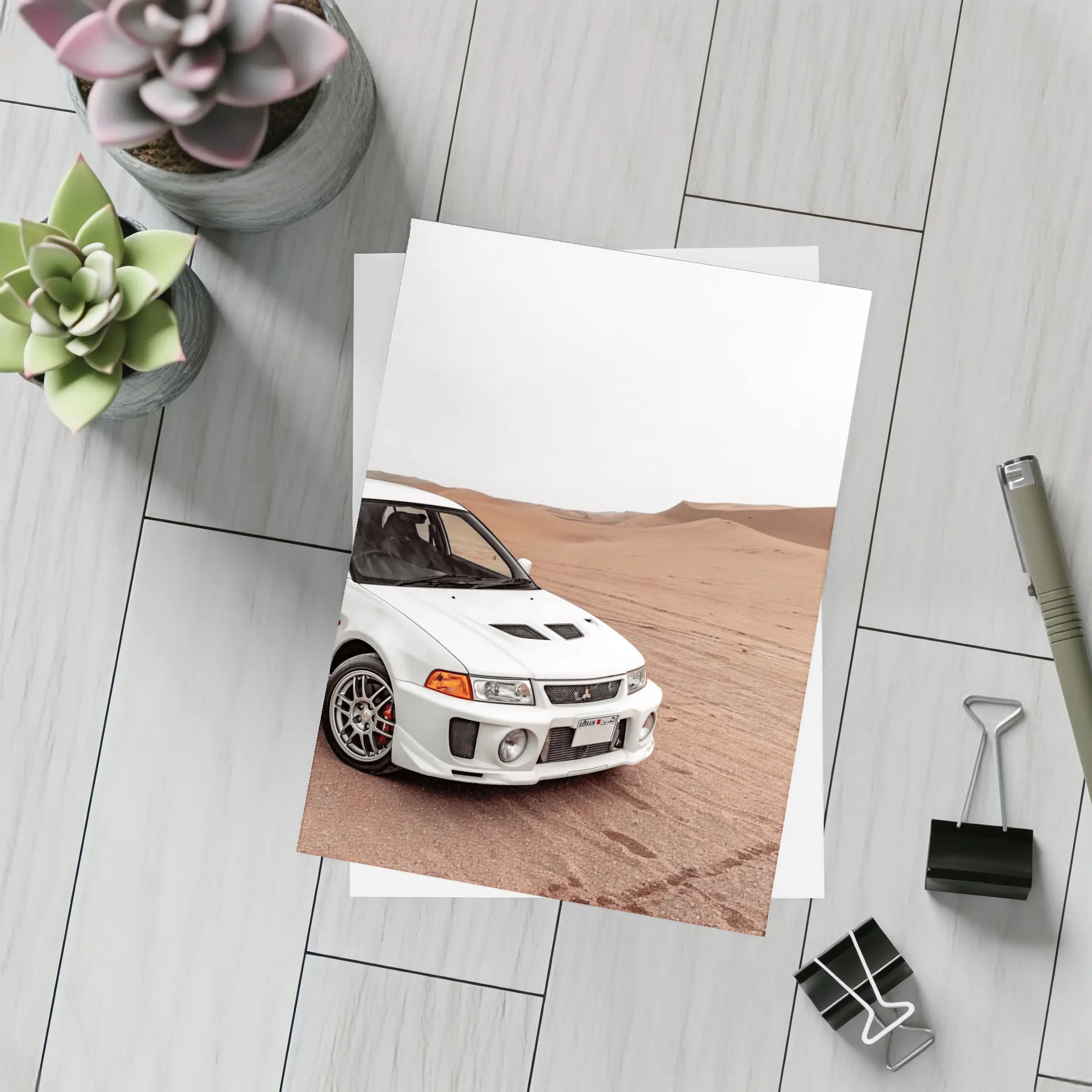 Mitsubishi Lancer Evolution Desert Sand Dunes – Postcards