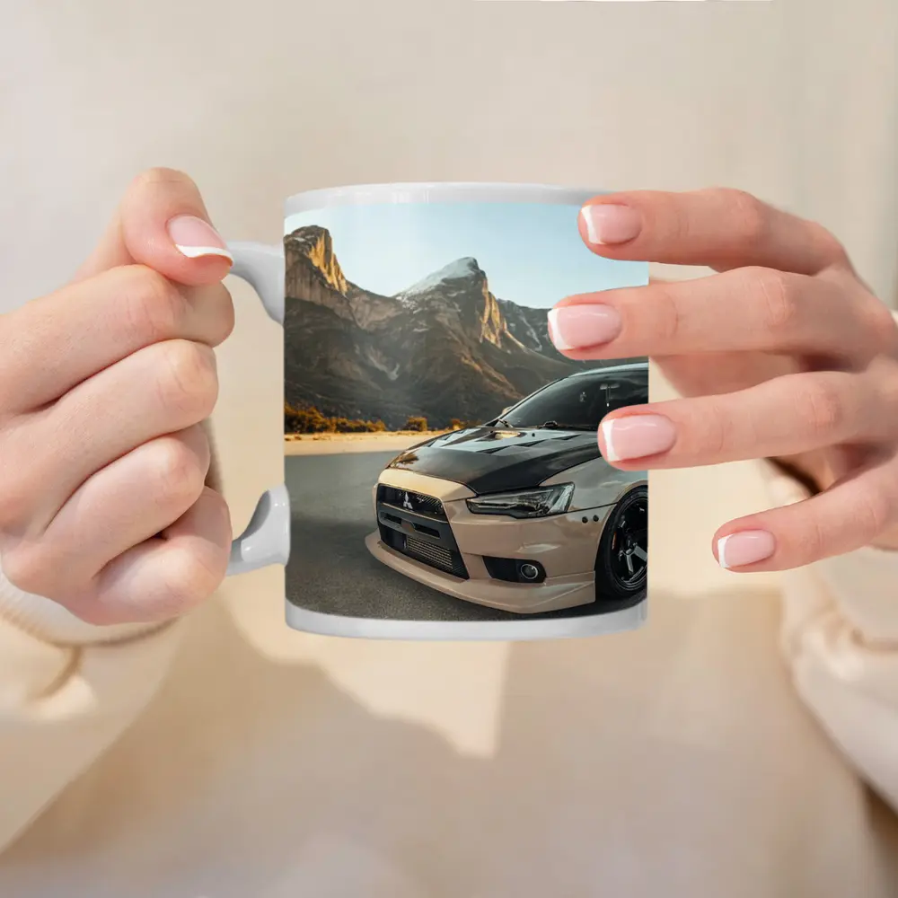 Mitsubishi Lancer Evolution Mountain Road Scene – Mugs