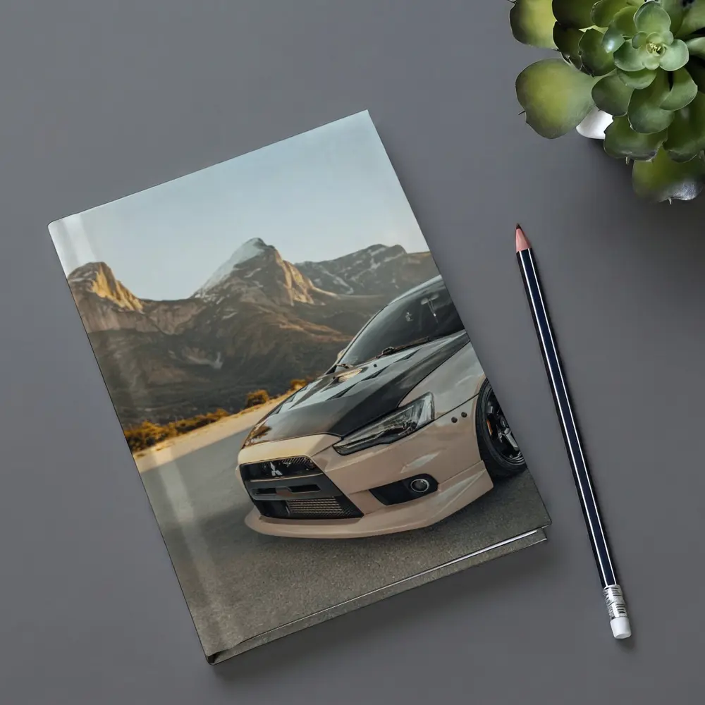 Mitsubishi Lancer Evolution Mountain Road Scene – Notebooks