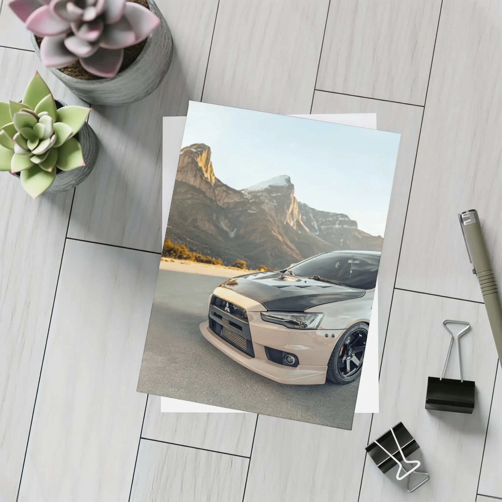 Mitsubishi Lancer Evolution Mountain Road Scene – Postcards