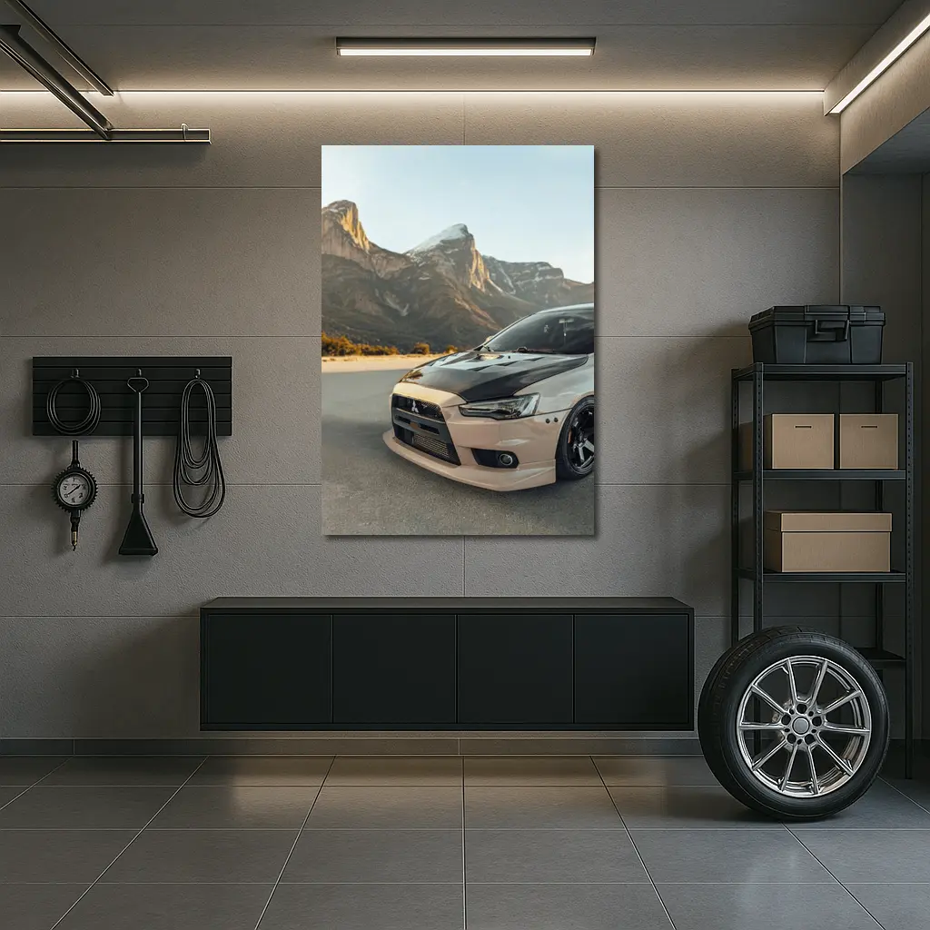 Mitsubishi Lancer Evolution Mountain Road Scene – Wall Art