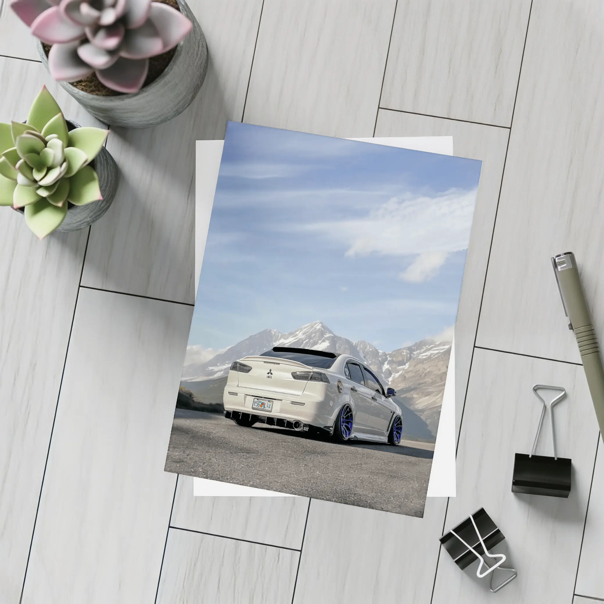 Mitsubishi Lancer Evolution White Mountain Road – Postcards