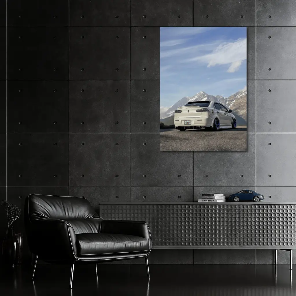 Mitsubishi Lancer Evolution White Mountain Road – Wall Art