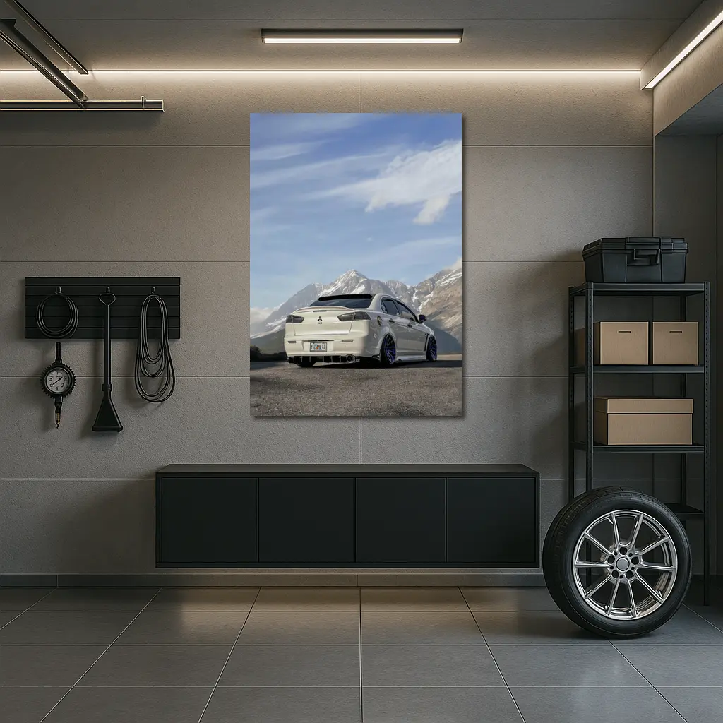 Mitsubishi Lancer Evolution White Mountain Road – Wall Art