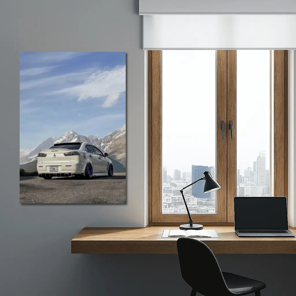 Mitsubishi Lancer Evolution White Mountain Road – Wall Art