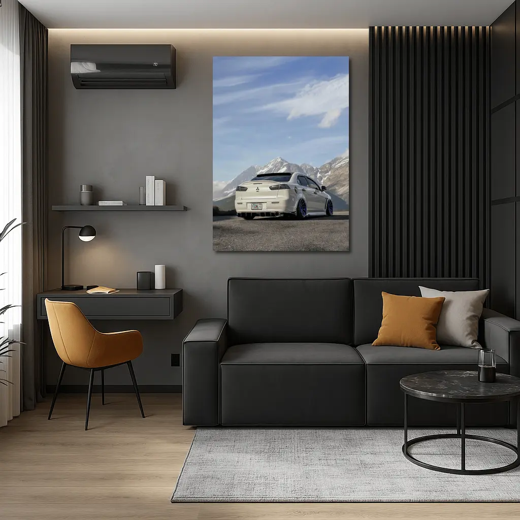 Mitsubishi Lancer Evolution White Mountain Road – Wall Art
