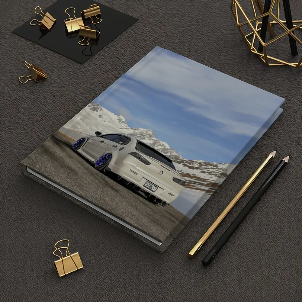 Mitsubishi Lancer Evo White Snowy Mountains – Notebooks
