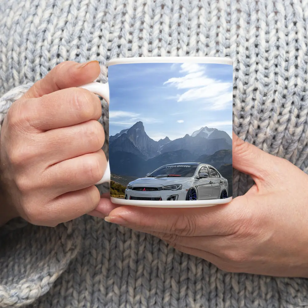 Mitsubishi Lancer Evolution Mountain Road Scene – Mugs