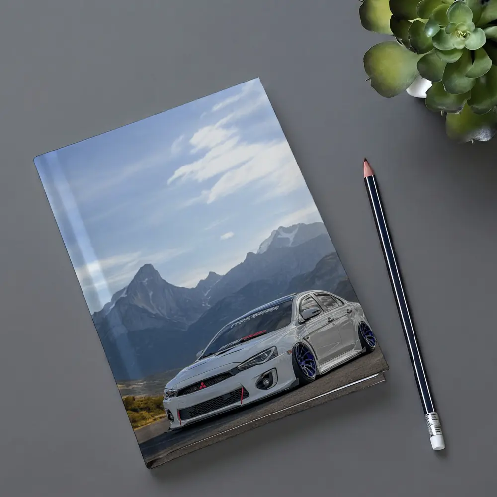 Mitsubishi Lancer Evolution Mountain Road Scene – Notebooks