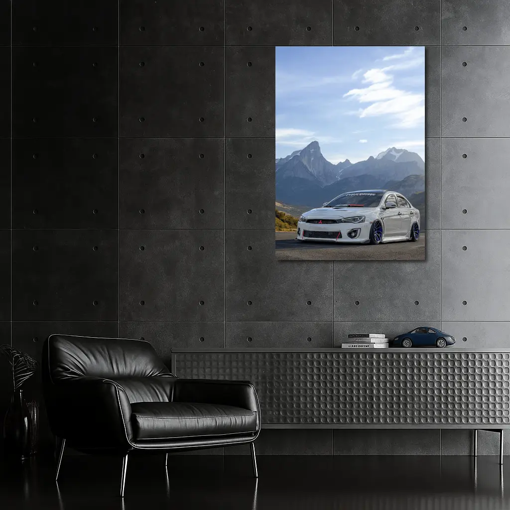 Mitsubishi Lancer Evolution Mountain Road Scene – Wall Art