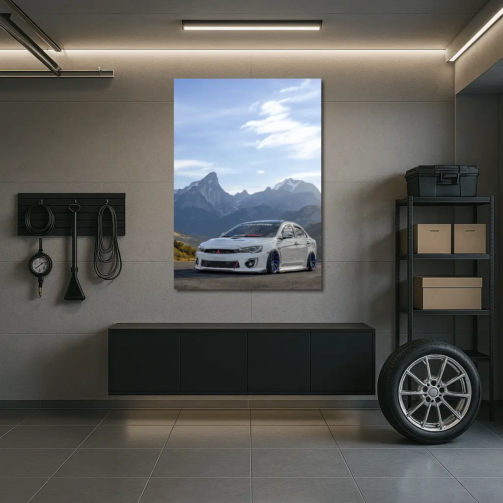 Mitsubishi Lancer Evolution Mountain Road Scene – Wall Art